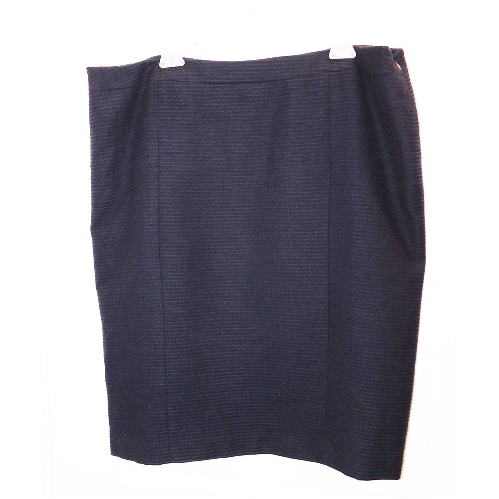 Lafayette 148 Navy Blue Textured Cotton Wool Blend Skirt sz 16